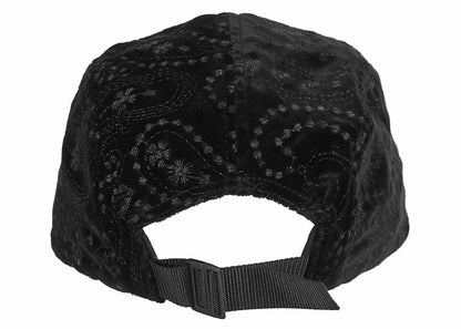 Supreme Velvet Paisley Camp Cap Black