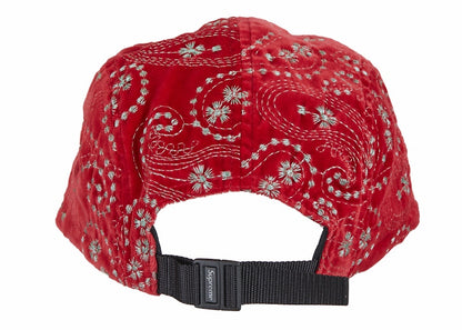 Supreme Velvet Paisley Camp Cap Red