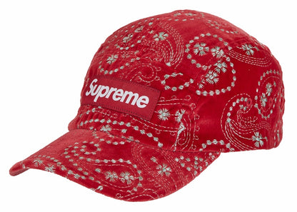 Supreme Velvet Paisley Camp Cap Red