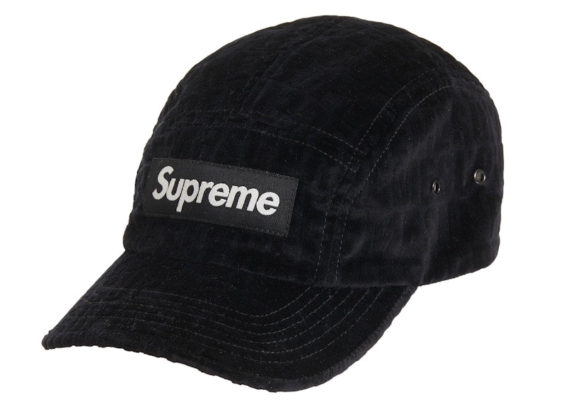 Supreme Velvet Pattern Camp Cap Black