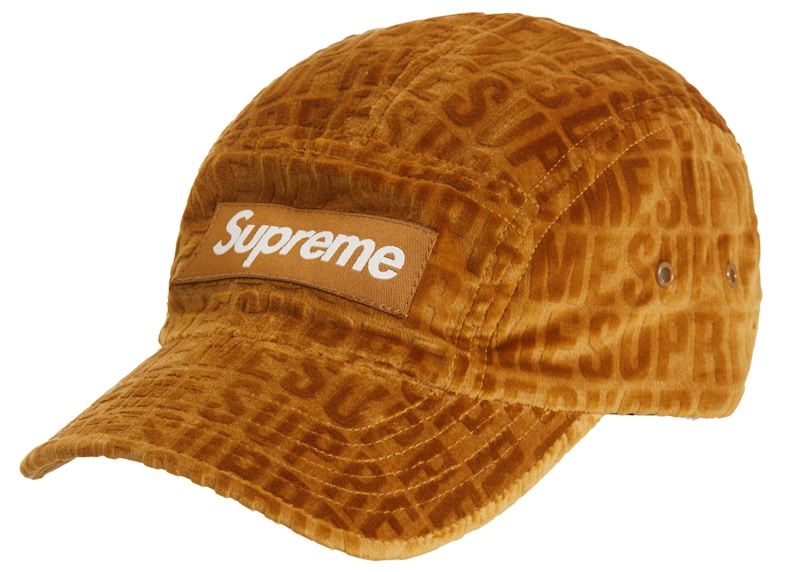 Supreme Velvet Pattern Camp Cap Brown