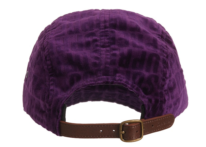 Supreme Velvet Pattern Camp Cap Purple