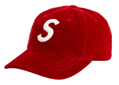 Supreme Velvet S Logo 6-Panel Red