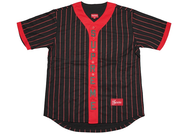 Supreme Vertical Logo Baseball Jersey Black/Red