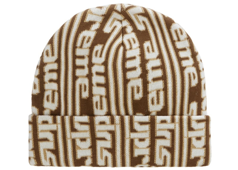 Supreme Vertical Logo Beanie (FW23) Tan