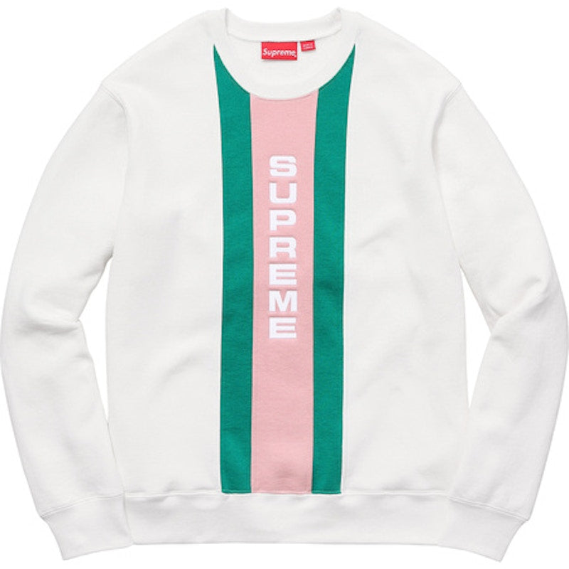 Supreme Vertical Logo Panel Crewneck White