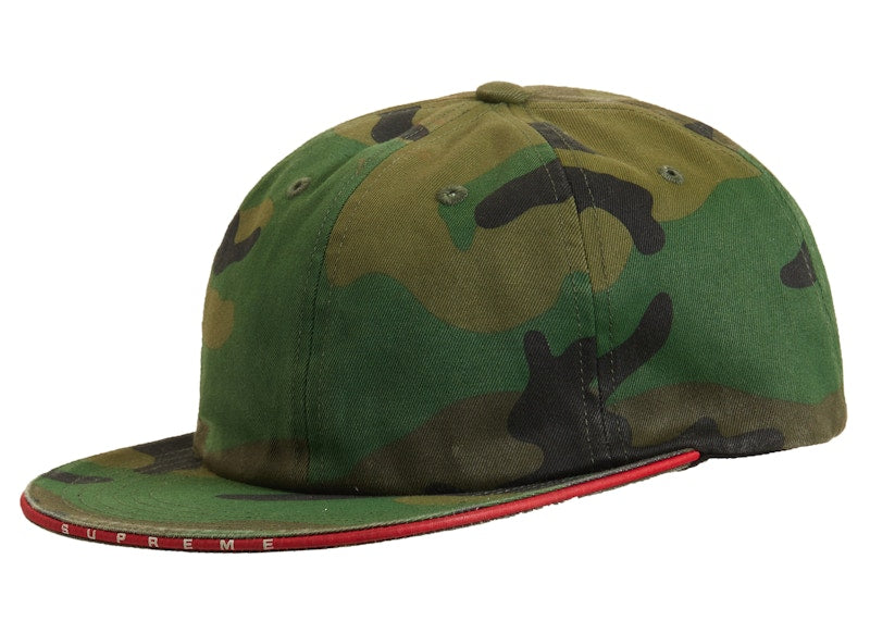 Supreme Visor Logo Twill 6-Panel Woodland Camo