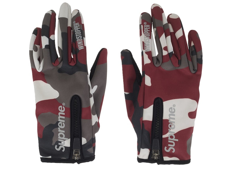 Supreme WINDSTOPPER Zip Gloves (FW25) Red Camo