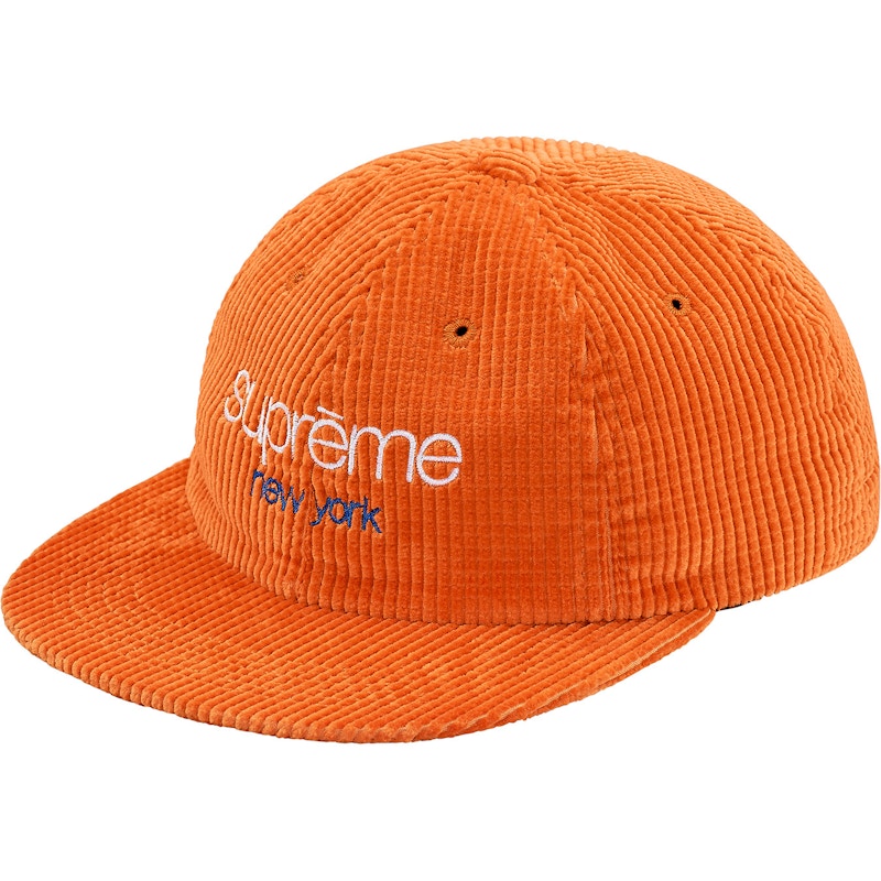 Supreme Waffle Cord Classic Logo 6-Panel Orange