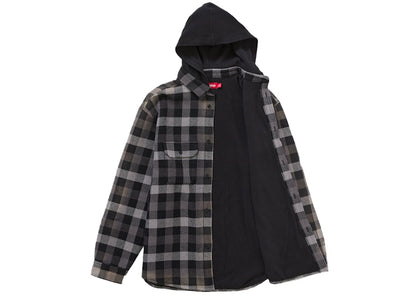 Supreme Waffle Plaid Hooded Shirt Black
