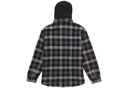Supreme Waffle Plaid Hooded Shirt Black