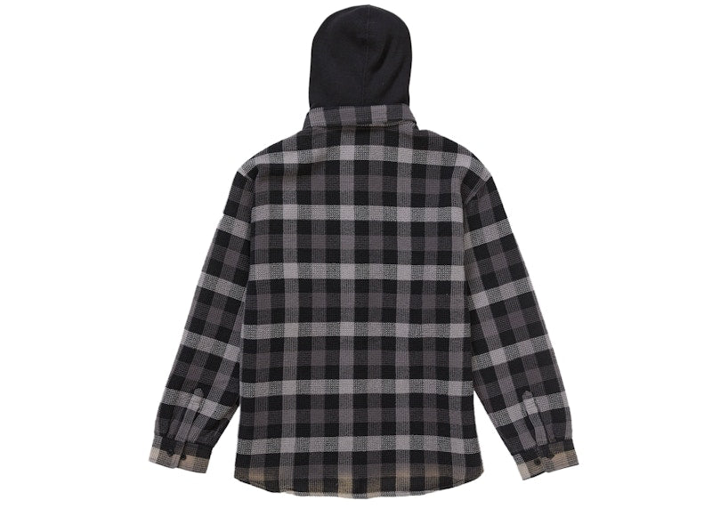 Supreme Waffle Plaid Hooded Shirt Black