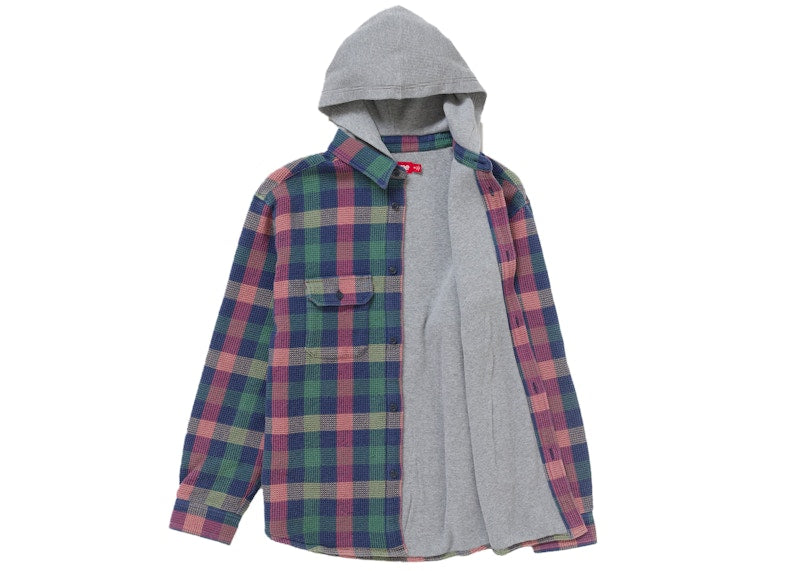 Supreme Waffle Plaid Hooded Shirt Multicolor