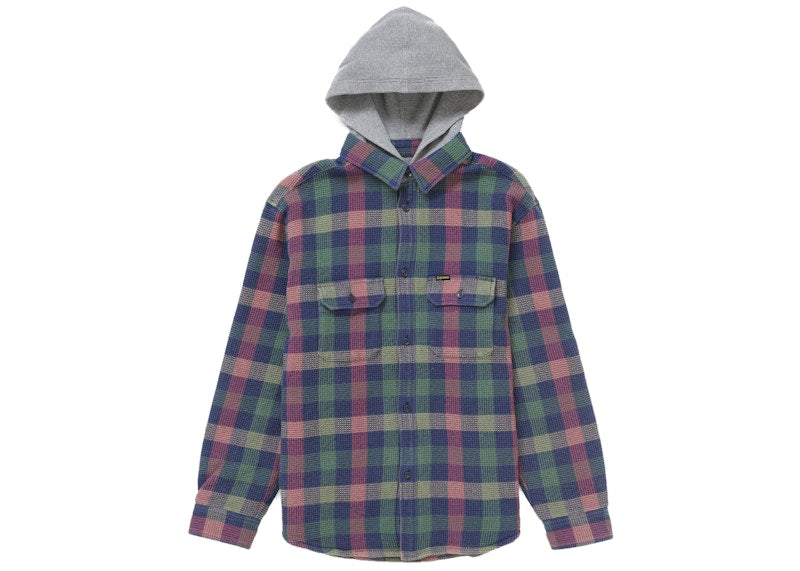 Supreme Waffle Plaid Hooded Shirt Multicolor