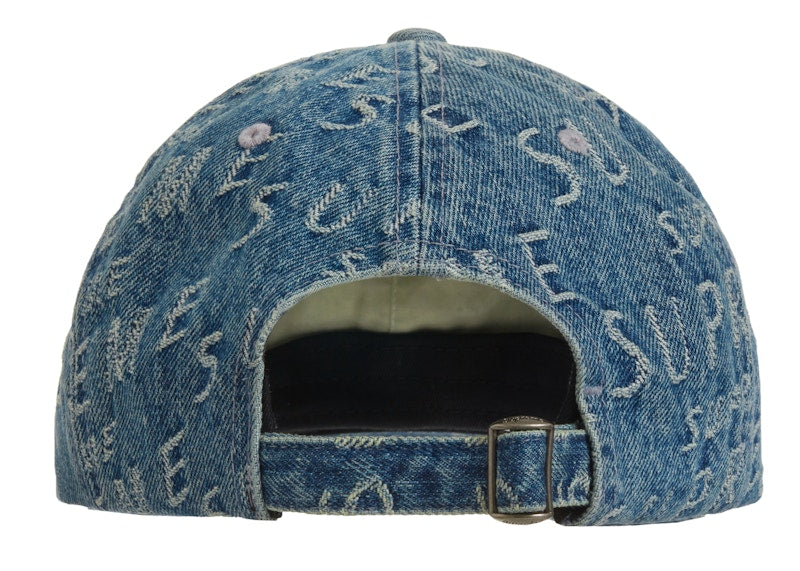 Supreme Warp Jacquard Logos Denim 6-Panel Blue