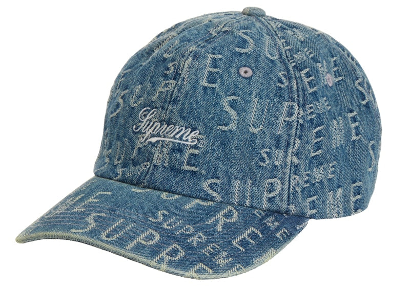 Supreme Warp Jacquard Logos Denim 6-Panel Blue