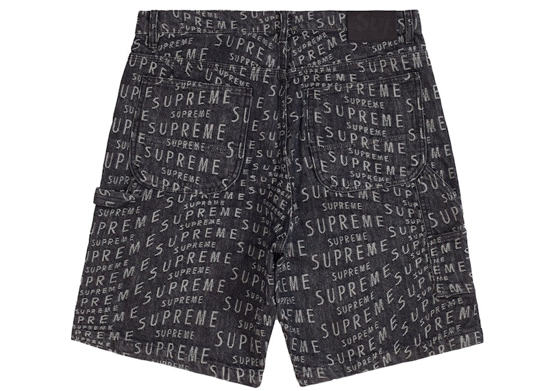 Supreme Warp Jacquard Logos Denim Painter Short Black