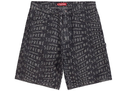 Supreme Warp Jacquard Logos Denim Painter Short Black