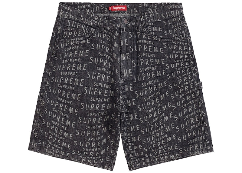 Supreme Warp Jacquard Logos Denim Painter Short Black