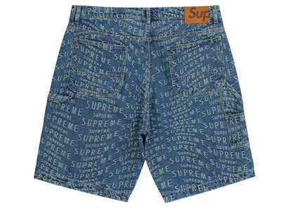 Supreme Warp Jacquard Logos Denim Painter Short Blue