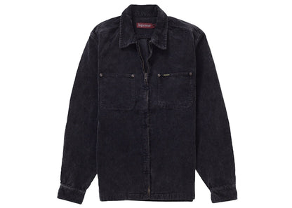 Supreme Washed Corduroy Zip Up Shirt Black