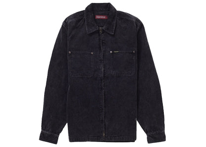 Supreme Washed Corduroy Zip Up Shirt Black