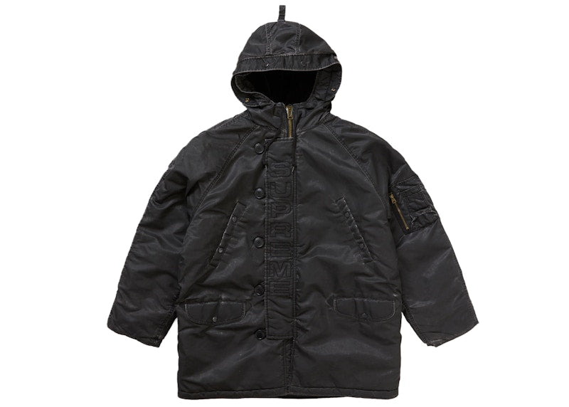 Supreme Washed Flight Satin N-3B Parka Black