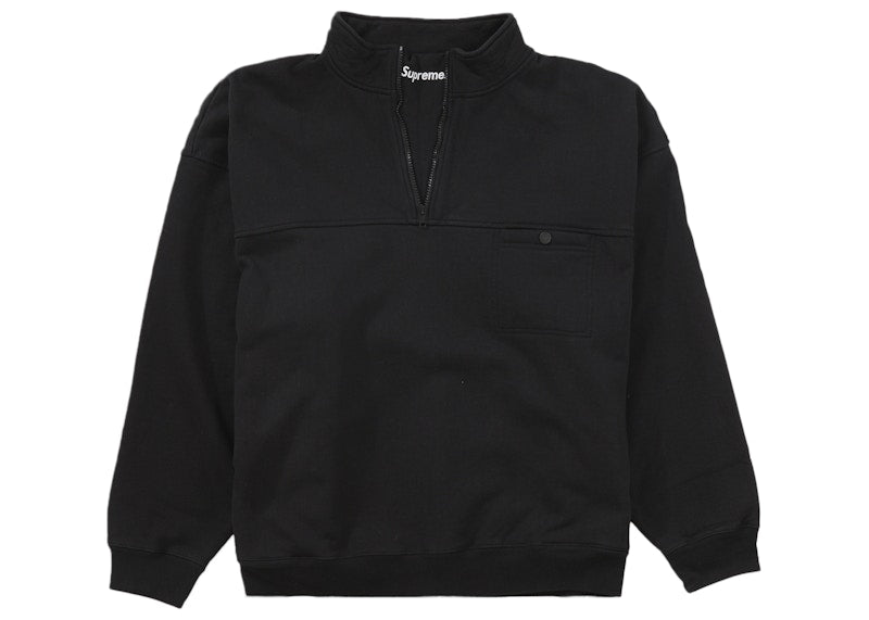 Supreme Washed Half Zip Pullover Black