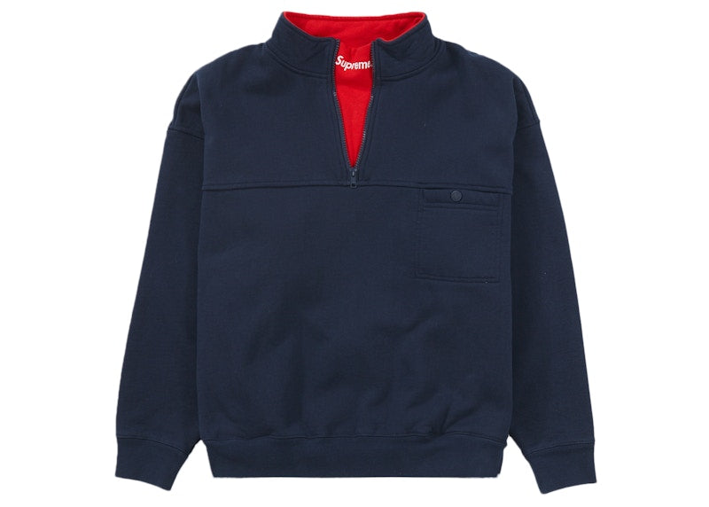 Supreme Washed Half Zip Pullover Navy