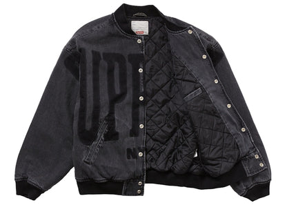 Supreme Washed Knockout Denim Varsity Jacket Washed Black