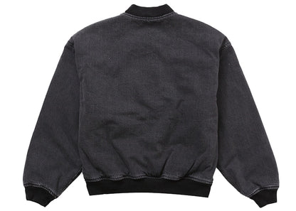 Supreme Washed Knockout Denim Varsity Jacket Washed Black