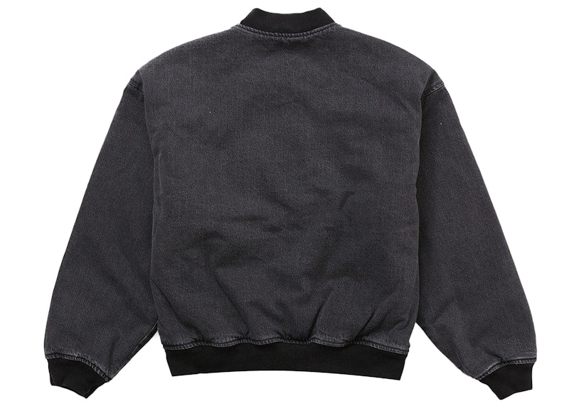 Supreme Washed Knockout Denim Varsity Jacket Washed Black