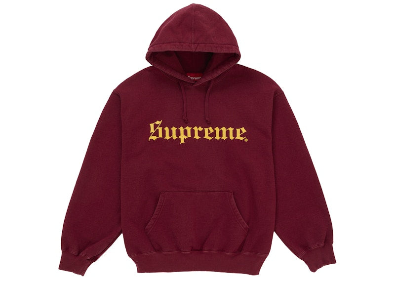 Supreme Washed Old English Hooded Sweatshirt Cardinal