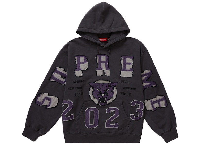 Supreme Washed Panther Hooded Sweatshirt Washed Black
