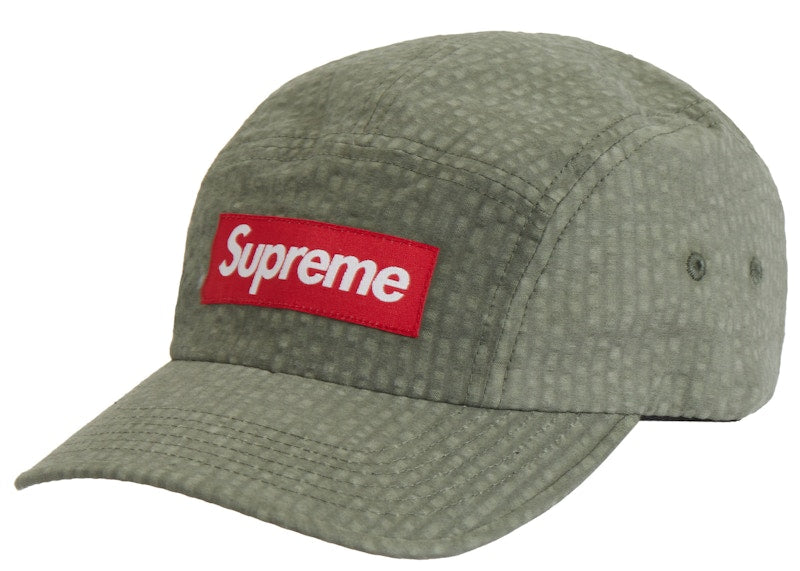 Supreme Washed Seersucker Camp Cap Taupe