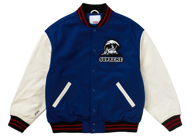 Supreme Wave Varsity Jacket Blue