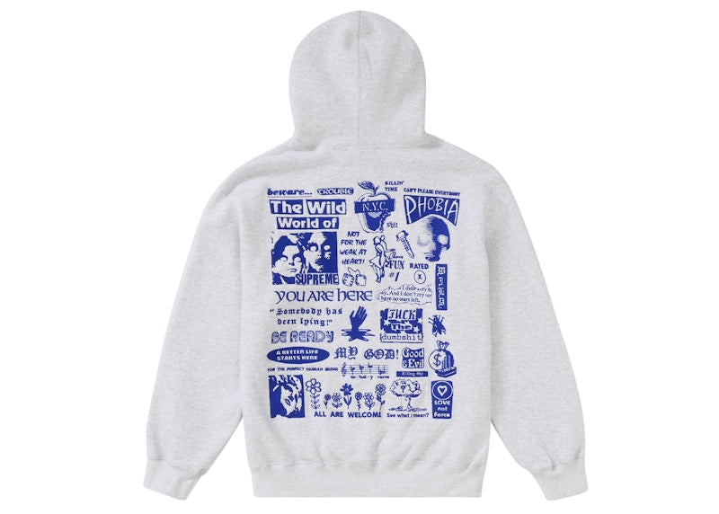 Supreme Wild Embroidered Hooded Sweatshirt Ash Grey