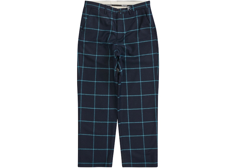 Supreme Windowpane Wool Trouser Blue Window