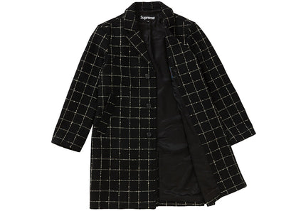 Supreme Wool Windowpane Overcoat Black