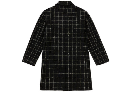 Supreme Wool Windowpane Overcoat Black
