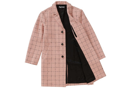Supreme Wool Windowpane Overcoat Light Pink