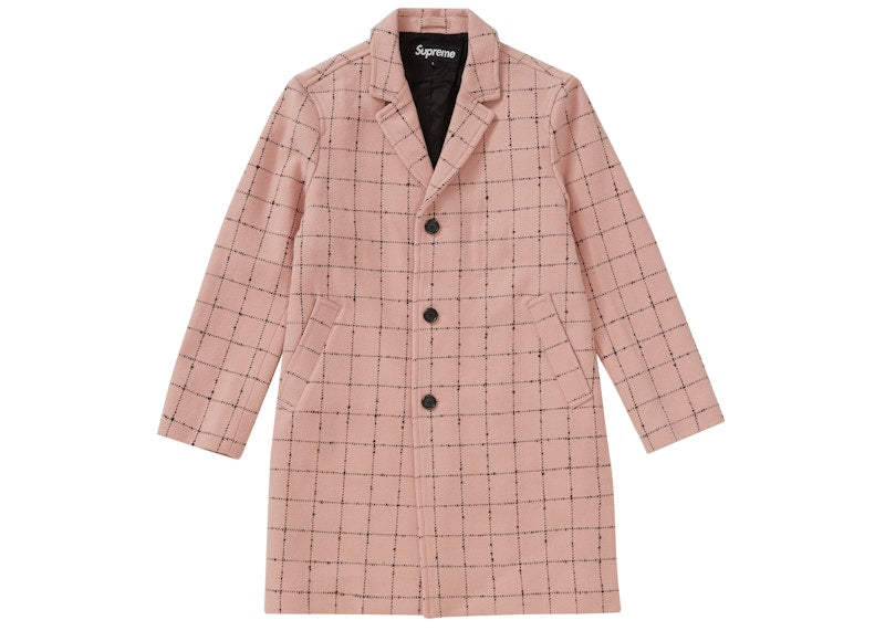 Supreme Wool Windowpane Overcoat Light Pink
