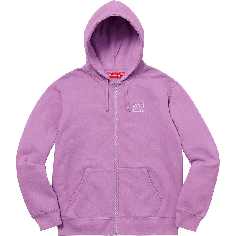 Supreme World Famous Zip Up Hooded Sweatshirt Violet