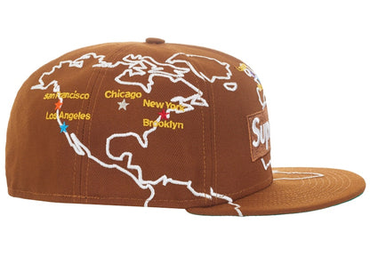Supreme Worldwide Box Logo New Era Hat Brown