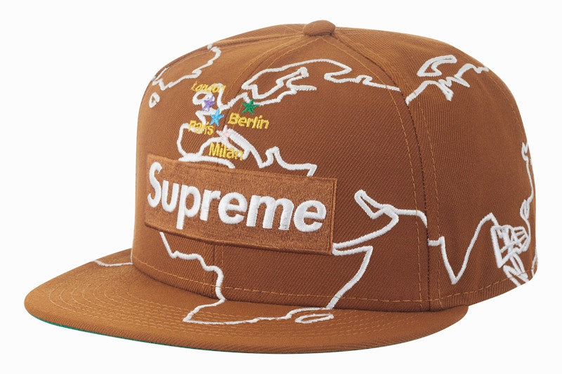 Supreme Worldwide Box Logo New Era Hat Brown