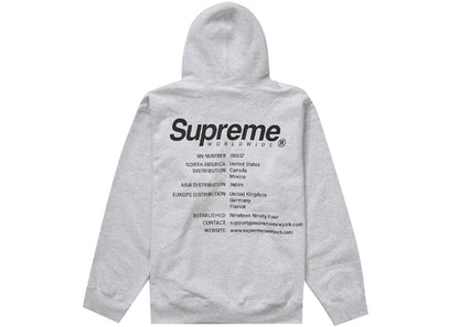 Supreme Worldwide Hooded Sweatshirt Ash Grey