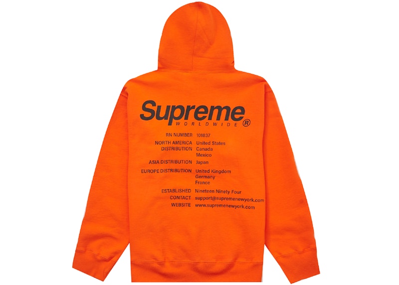 Supreme Worldwide Hooded Sweatshirt Dark Orange