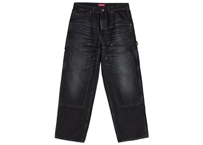 Supreme Worn Double Knee Denim Painter Jean Washed Black