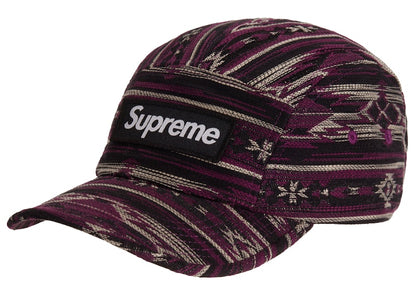 Supreme Woven Pattern Camp Cap Purple