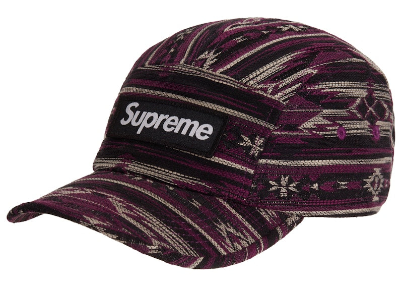 Supreme Woven Pattern Camp Cap Purple